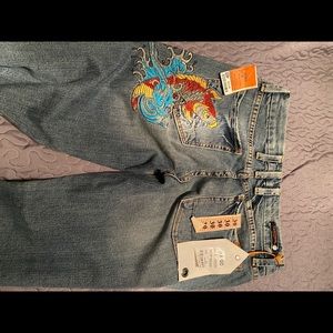 Vertigo Jeans with embroidered koi fish size 30